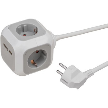 Prelungitor cub Brennestuhl, 2xUSB 2100 mA, 4 prize, indicator LED, cablu H05VV-F 3G1.5, 1.4m Prelungitor cub Brennestuhl, 2xUSB 2100 mA, 4 prize, indicator LED, cablu H05VV-F 3G1.5, 1.4m