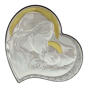 Icoana Argintata Inima Fecioara Maria 16x18 cm Icoana Argintata Inima Fecioara Maria 16x18 cm