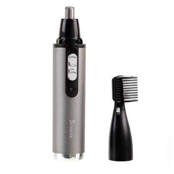 Trimmer facial pentru barbati Surker SK-211, 2 capete interschimbabile, lame inox, accesoriu pentru sprancene inclus, alimentare acumulator, buton on/off, Gri Trimmer facial pentru barbati Surker SK-211, 2 capete interschimbabile, lame inox, accesoriu pentru sprancene inclus, alimentare acumulator, buton on/off, Gri