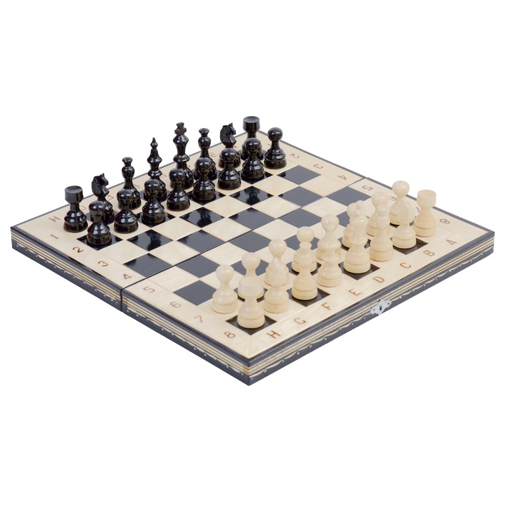 Kézzel Készített Számozott Sakk és Táblajáték, 38x38 cm, Fekete