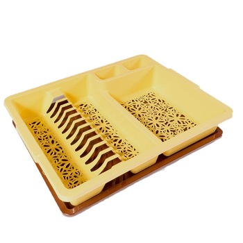 Scurgator de Vase si Tacamuri STERK, 43 x 35 x 8 cm, cu Tavita, Galben/Maro Scurgator de Vase si Tacamuri STERK, 43 x 35 x 8 cm, cu Tavita, Galben/Maro