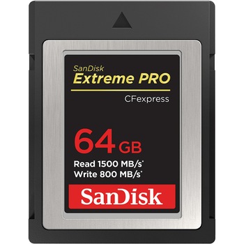 Card de memorie SanDisk Extreme PRO CFexpress Card Type B, 64GB, 1500MB/s Citire, 800MB/s Scriere Card de memorie SanDisk Extreme PRO CFexpress Card Type B, 64GB, 1500MB/s Citire, 800MB/s Scriere