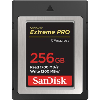 Card de memorie SanDisk Extreme PRO CFexpress Card Type B, 256GB, 1700MB/s Citire, 1200MB/s Scriere Card de memorie SanDisk Extreme PRO CFexpress Card Type B, 256GB, 1700MB/s Citire, 1200MB/s Scriere