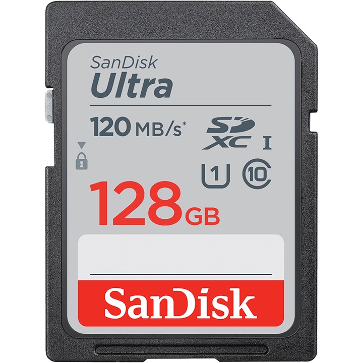 Card de memorie SanDisk SD Ultra SDXC, 128GB, 120MB/s