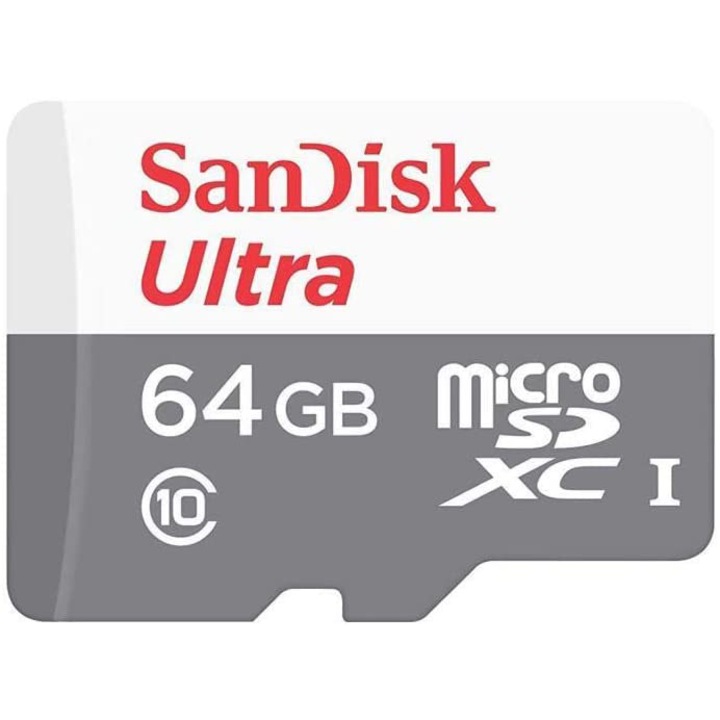 Карта памет SanDisk Ultra microSDXC, 64GB, 100MB/s Class 10 UHS-I + SD Адаптер