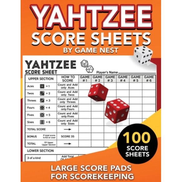Yahtzee Score Sheets: 100 Large Score Pads for Scorekeeping - 8.5