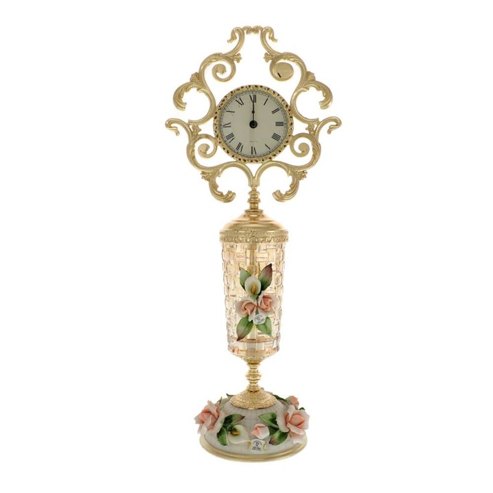 Dekoratív óra luxus virágokkal 52 cm