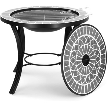 Gratar pentru exterior VonHaus 2500166, Dimensiuni D70 X H58 cm, forma rotunda, material piatra, finisaj mozaic Gratar pentru exterior VonHaus 2500166, Dimensiuni D70 X H58 cm, forma rotunda, material piatra, finisaj mozaic