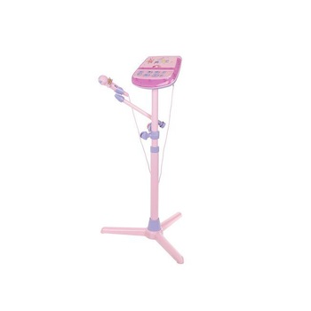Microfon roz cu stativ cu conectare karaoke, aux, inaltime reglabila 60-100 cm Microfon roz cu stativ cu conectare karaoke, aux, inaltime reglabila 60-100 cm