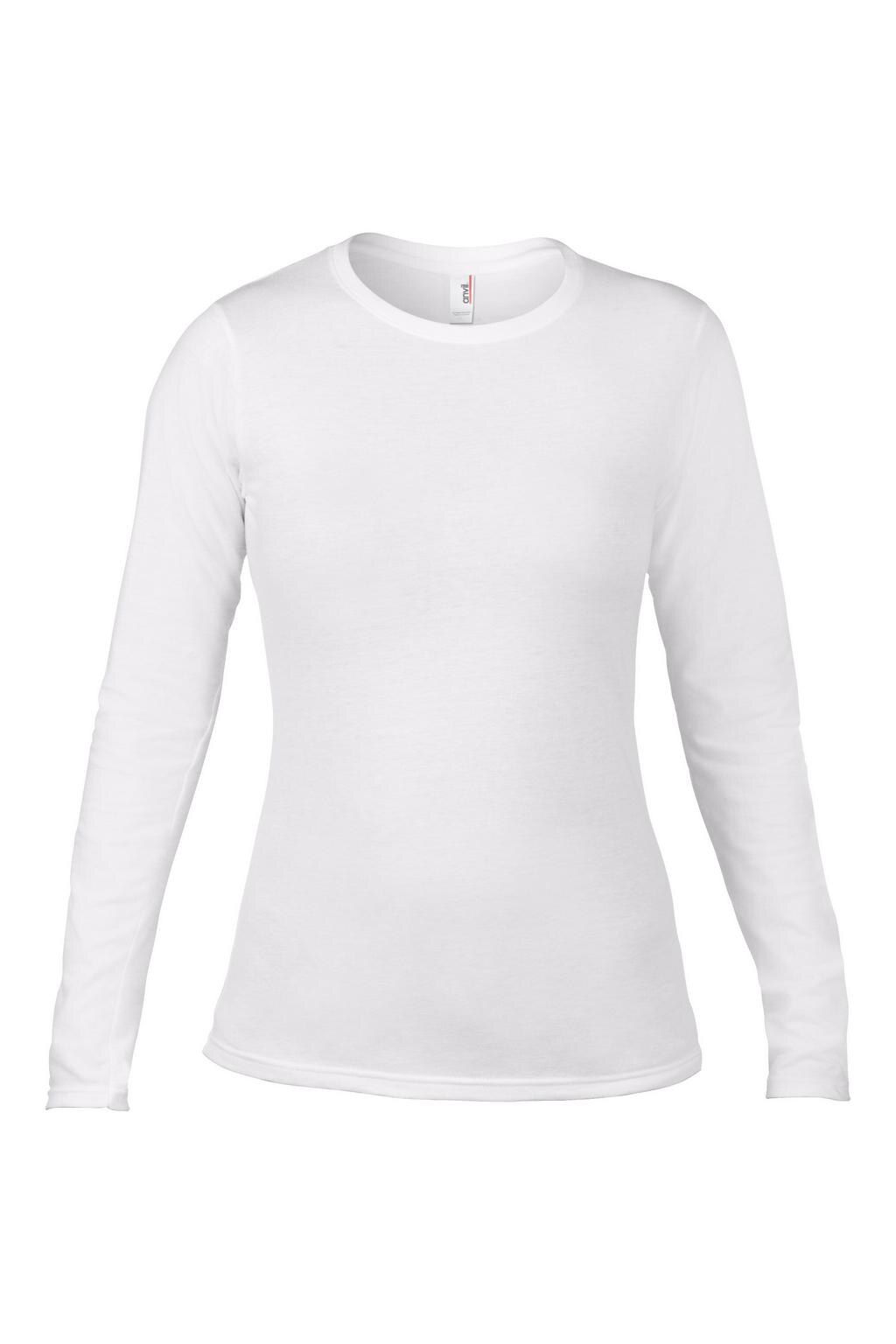 Bluza dama, Anvil, subtire, cu maneca lunga, Alb