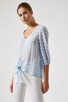 Bluza de zi, Dorothy Perkins, poliester, culoare bleu, maneca 3/4, marime 38 Bluza de zi, Dorothy Perkins, poliester, culoare bleu, maneca 3/4, marime 38