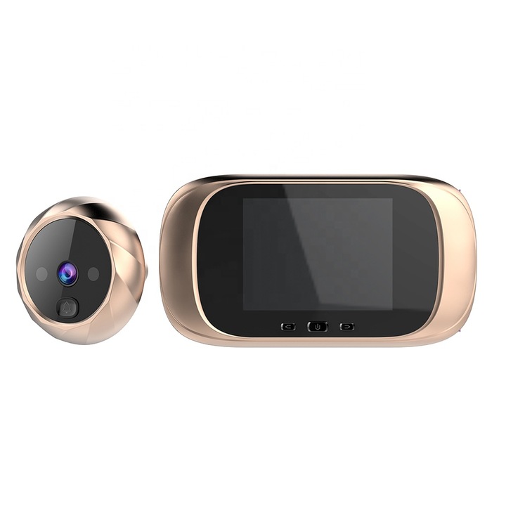 Електронна видео шпионка за врата Smarty, Вграден Звънец, Дисплей 2.8", златист