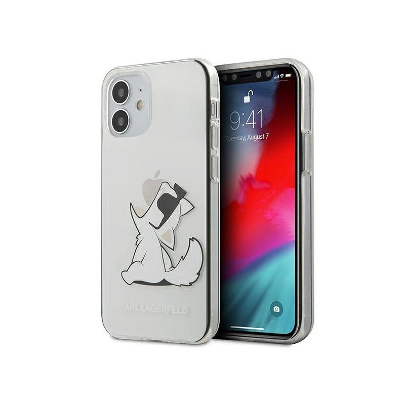 Husa Premium Originala Karl Lagerfeld iPhone 12 Mini, Colectia Choupette Fun, Transparenta - Klhcp12scfnrc