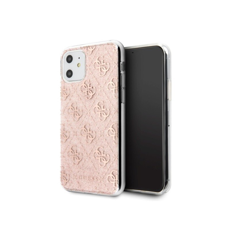 Husa Premium Guess Glitter iPhone 11 Roz Gold, Silicon - Guhcn61pcu4glpi
