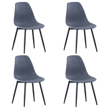 Set de 4 scaune de bucatarie, vidaXL, Polipropilena/Fier, 42 x 45 x 82 cm, Gri