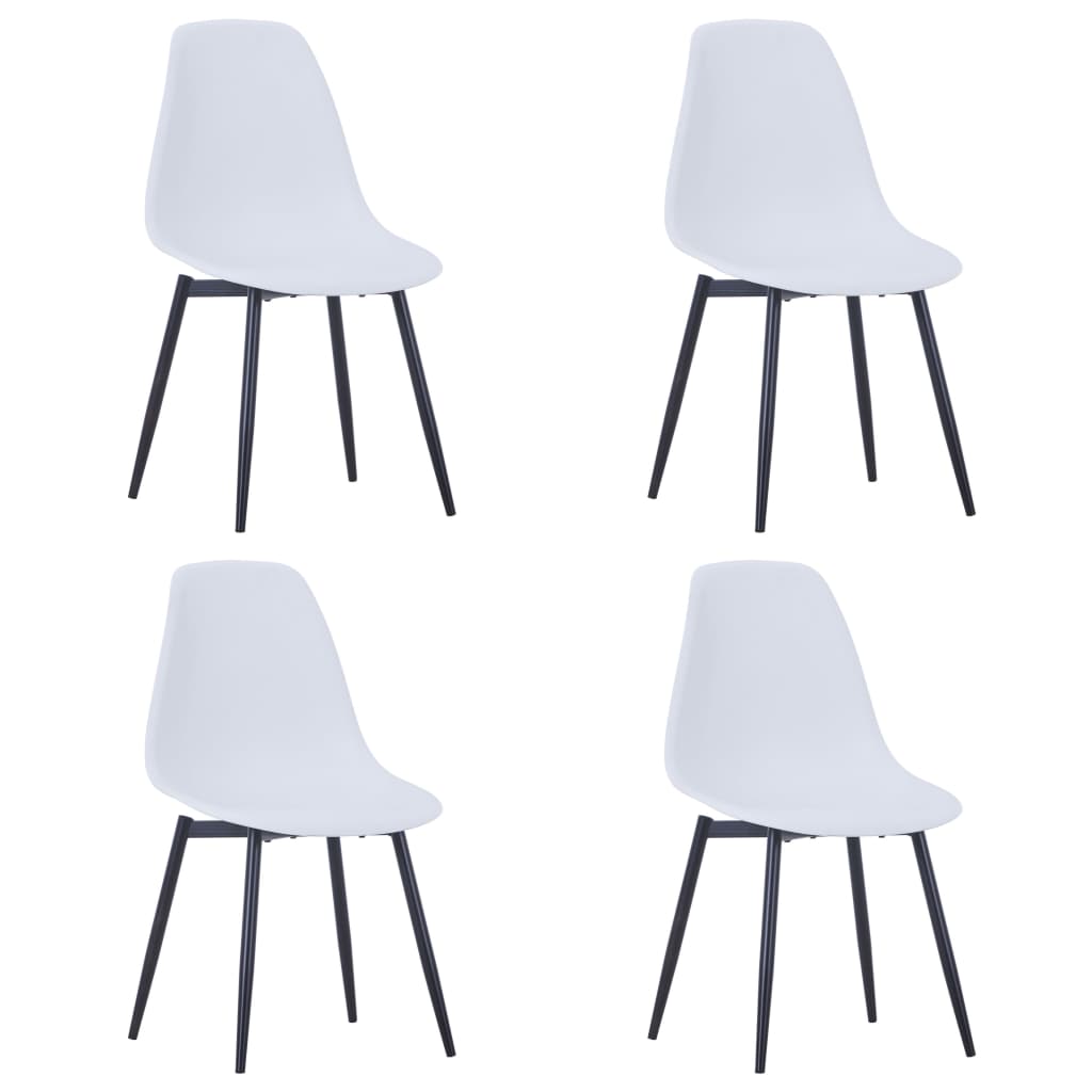 Set de 4 scaune de bucatarie, vidaXL, Polipropilena/Fier, 42 x 45 x 82 cm, Alb