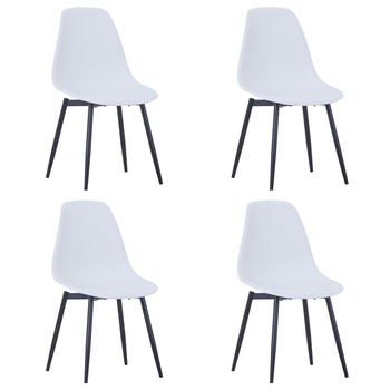 Set de 4 scaune de bucatarie, vidaXL, Polipropilena/Fier, 42 x 45 x 82 cm, Alb Set de 4 scaune de bucatarie, vidaXL, Polipropilena/Fier, 42 x 45 x 82 cm, Alb