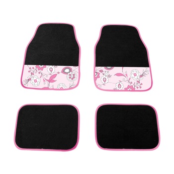 Set 4 covorase mocheta Carpoint, model Pink Flower Set 4 covorase mocheta Carpoint, model Pink Flower