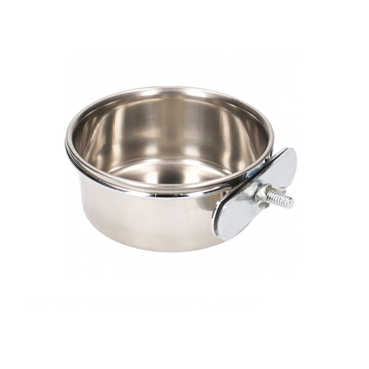 Hranitor Inox Pasari si Rozatoare cu Suport pentru colivie ML 15 cm