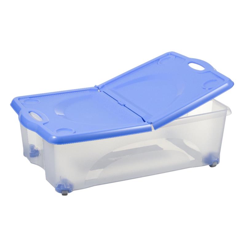 Cutie pentru depozitare cu roti pivotante 360°, albastra, plastic