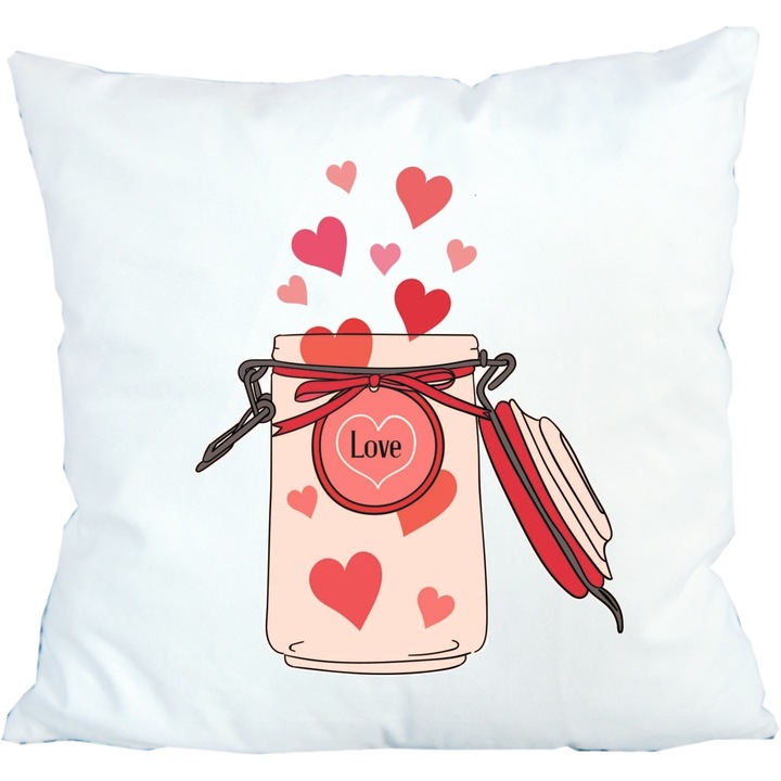 Perna personalizata, cu inimioare, 42 cm x 42 cm