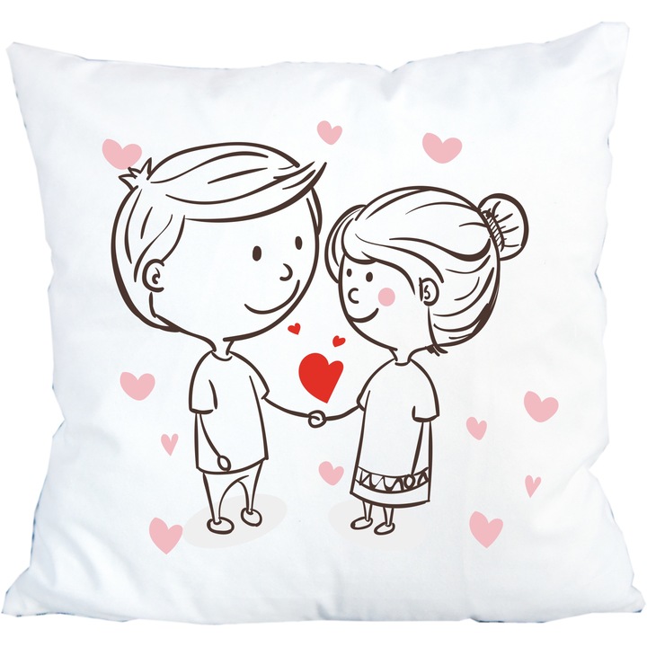 Perna personalizata,, model pereche cu inimioare, 42 cm x 42 cm