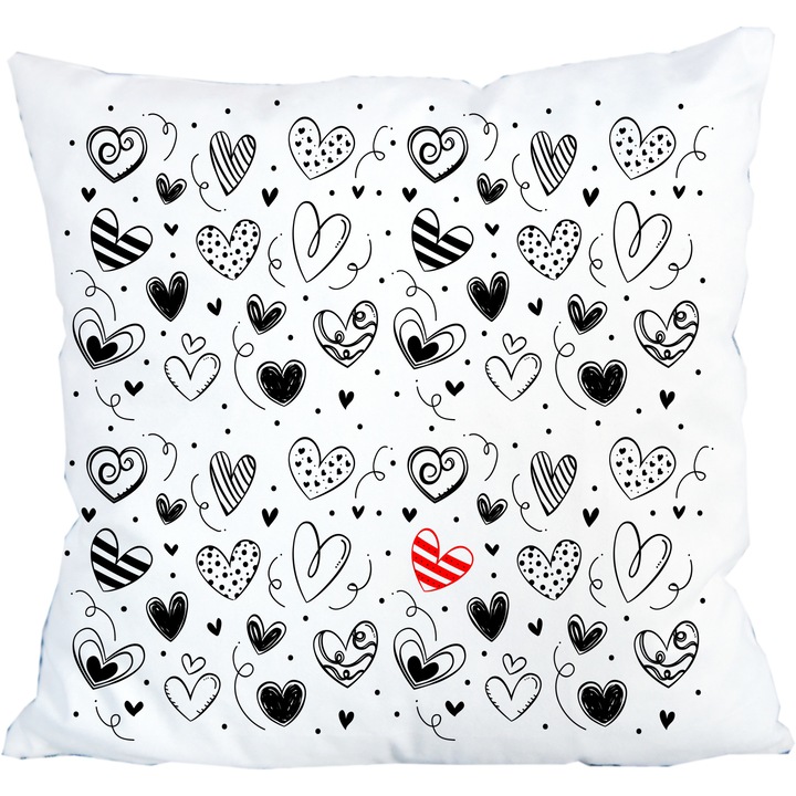 Perna personalizata, model cu inimioare, 42 cm x 42 cm