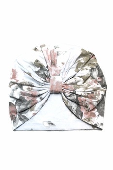 Turban pentru femei, alb cu imprimeu floral, marime universala Turban pentru femei, alb cu imprimeu floral, marime universala