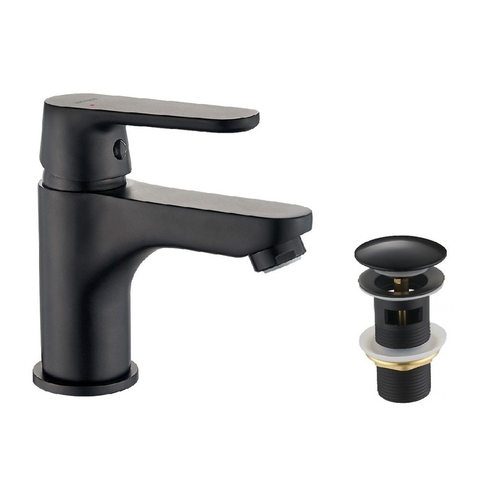 Kuchinox BQD 722D Mosdó Csaptelep + Klikk-klakk Leeresztő Szelep fekete matt