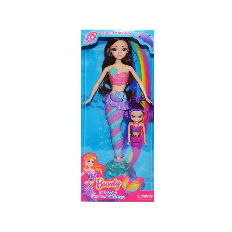 Set Papusi Sirena flexibile , 28 cm , Multicolor , 3 ani