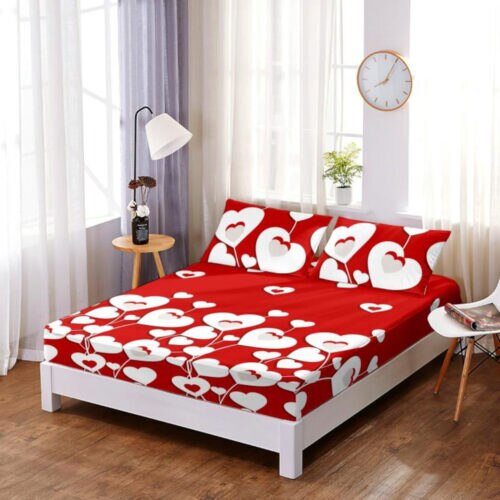 Set husa de pat din finet + 2 fete de perna pentru saltea de 160x200cm HPF11, Pucioasa