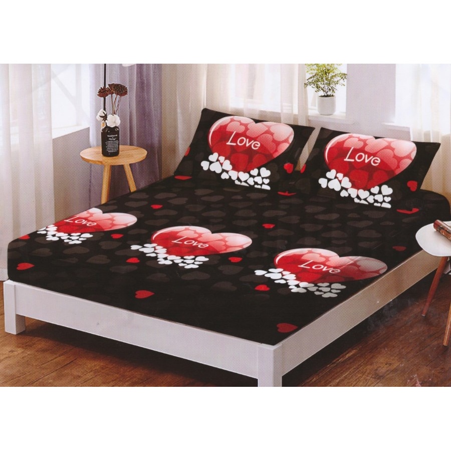 Set husa de pat din finet + 2 fete de perna pentru saltea de 160x200cm HPF234, Pucioasa