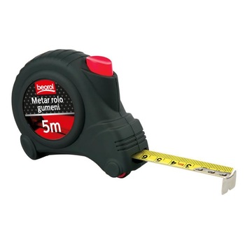 Ruleta autostop 5 m, cu rola cauciuc, Beorol Ruleta autostop 5 m, cu rola cauciuc, Beorol
