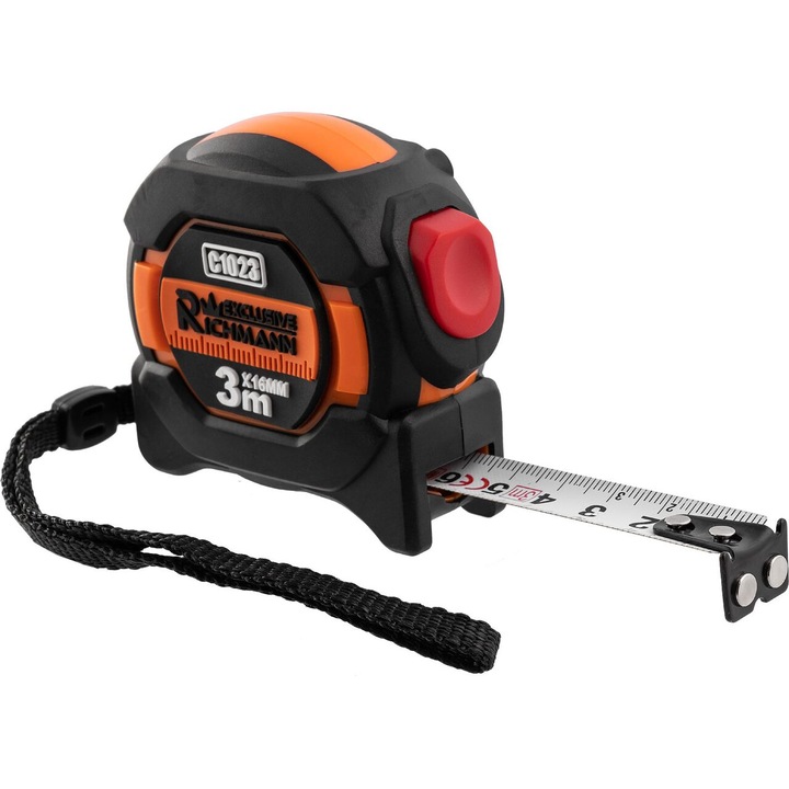 Ruleta magnetica cu autostop 3 m x 16 mm, dublu inscriptionata, Richmann Exclusive