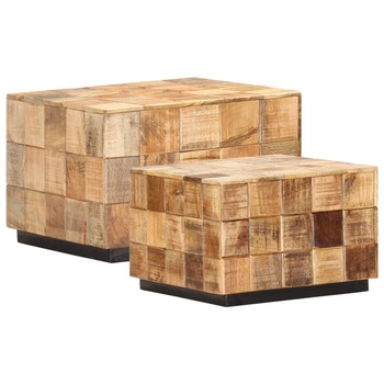 Set de 2 masute de cafea, vidaXL, Lemn de mango nefinisat, 50 x 50 x 35 cm, Maro Set de 2 masute de cafea, vidaXL, Lemn de mango nefinisat, 50 x 50 x 35 cm, Maro