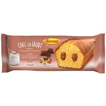 Chec Boromir cu iaurt si crema ciocolata cu Alune, 400g Chec Boromir cu iaurt si crema ciocolata cu Alune, 400g
