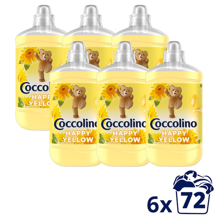 COCCOLINO Happy Yellow öblítő, 6x72 mosás, 6x1800 ml