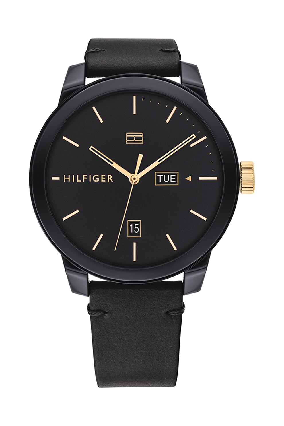 Tommy Hilfiger, Ceas quartz cu o curea de piele, Negru