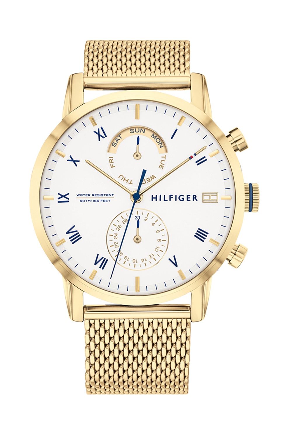 Tommy Hilfiger, Ceas de otel inoxidabil cu functii multiple, Auriu