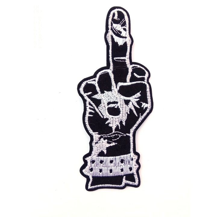 Petic textil / patch brodat obscen 13.6x5.4 cm