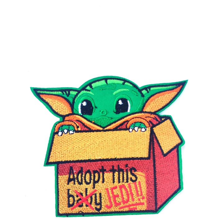 Petic textil / patch brodat Yoda / Adopt this Baby Yoda / The Child / The Madalorian 10.1x9 cm