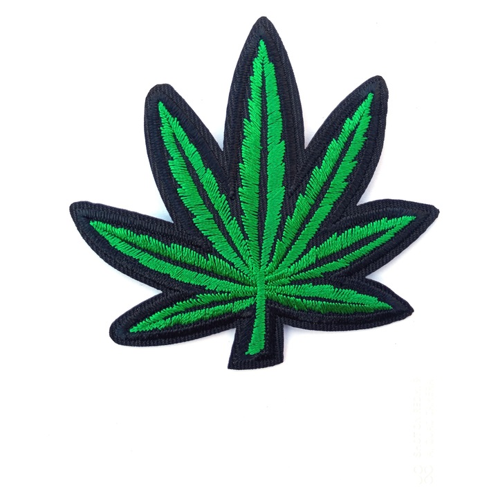 Petic textil / patch brodat Frunza Vesela 8.5x8.2 cm