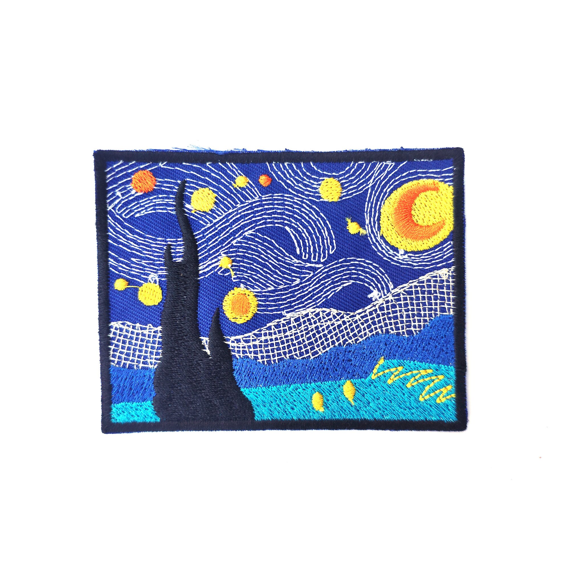 Petic textil / patch brodat Starry Night / Van Gogh 9x6.9 cm