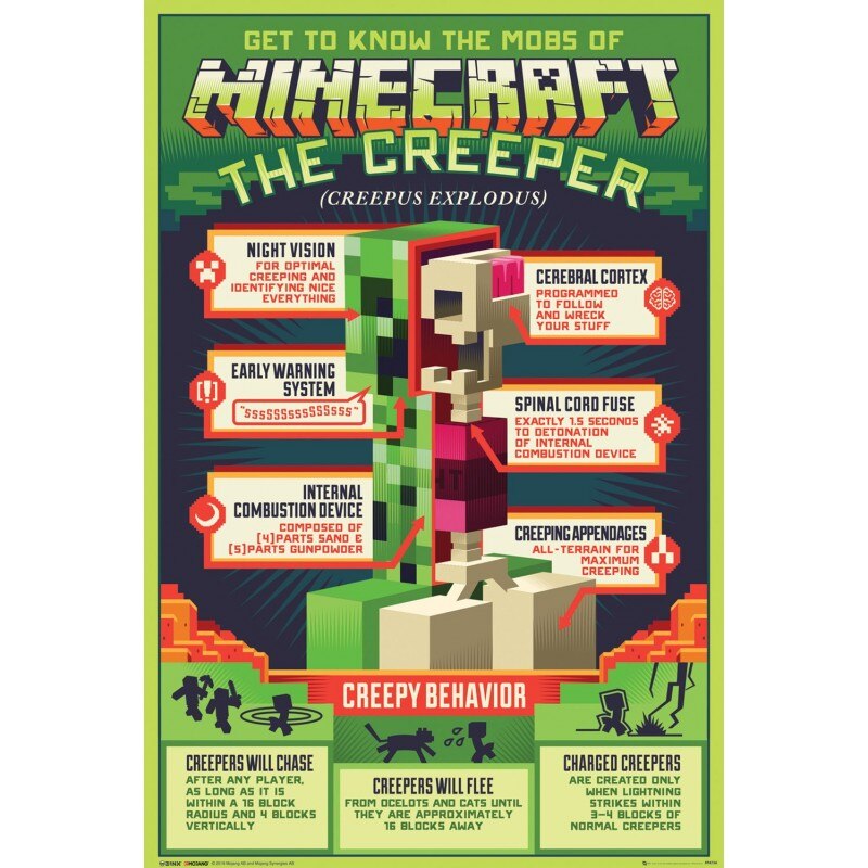 Poster Minecraft Creepy Behaviour , 61x91.5cm, Negru