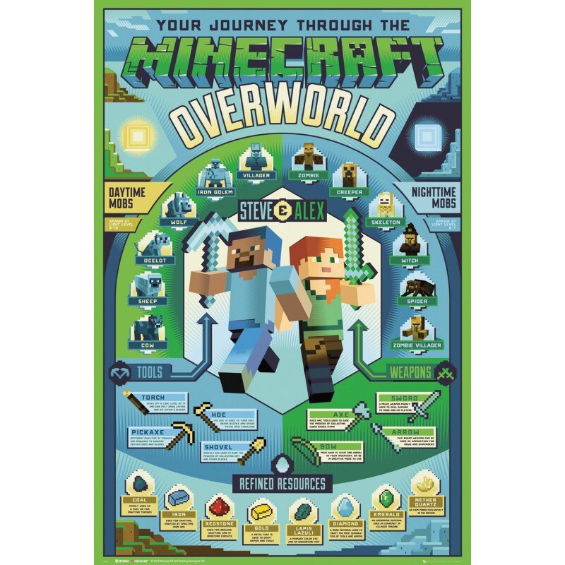 Poster Minecraft Overworld Biome , 61x91.5cm, Negru