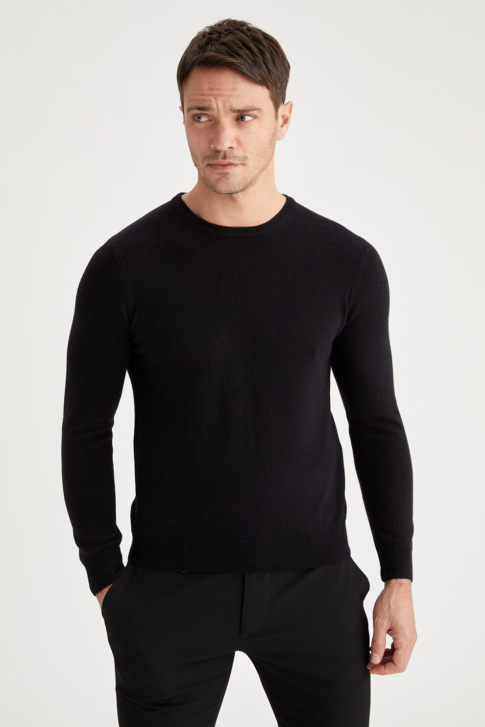 DeFacto, Pulover din amestec de lana si casmir, Negru