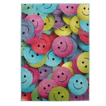 Covor camera copii YANA, smiley face, polipropilena, dreptunghiular, roz, 120 x 170 cm Covor camera copii YANA, smiley face, polipropilena, dreptunghiular, roz, 120 x 170 cm