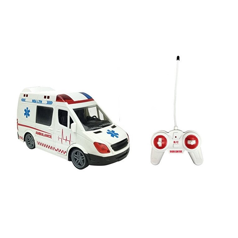 Masinuta de jucarie ambulanta, cu telecomanda, Multicolor cu sunete si lumini