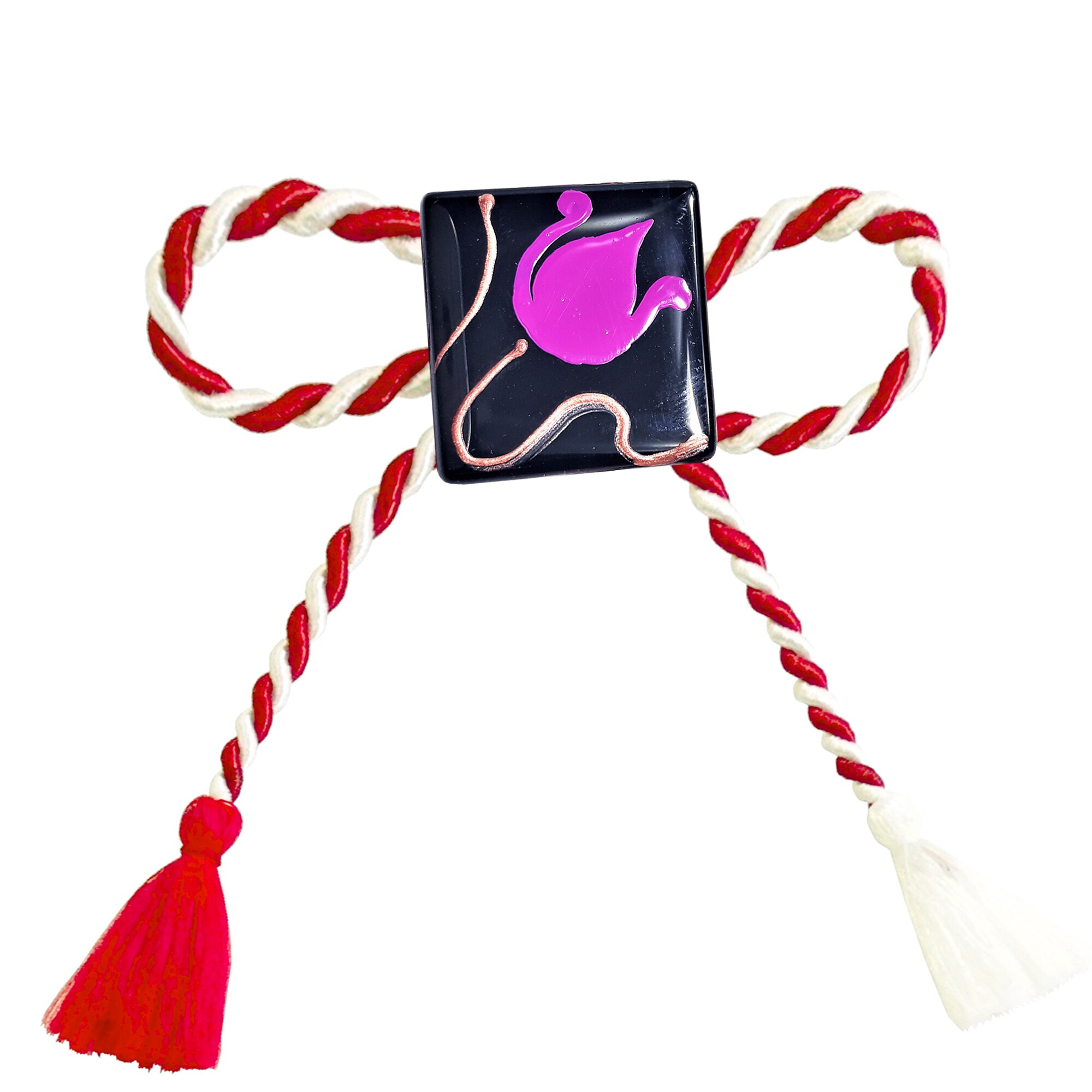 Martisor brosa, handmade, pictat pe sticla, Regalo - Lalea roz, 2,2 cm