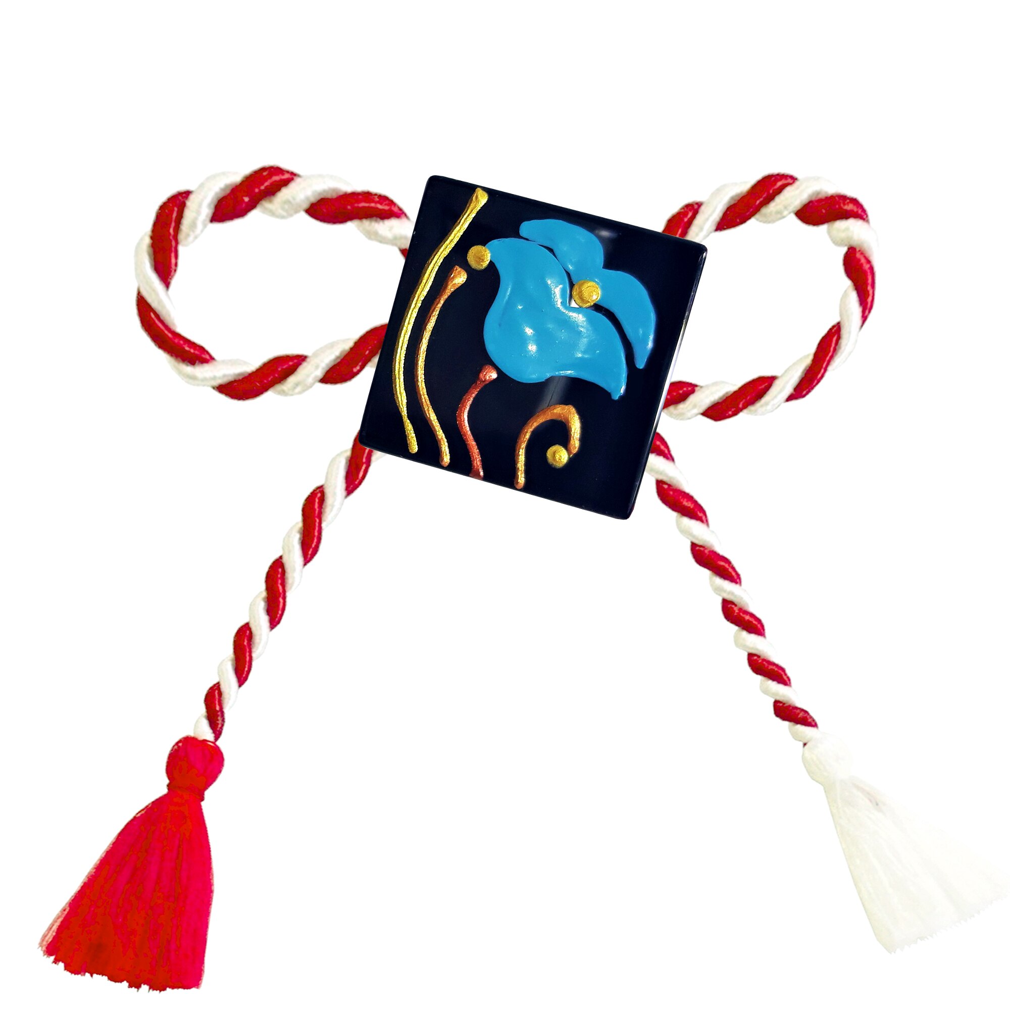 Martisor brosa, handmade, pictat pe sticla, Regalo - Mac albastru de Himalaya, 2,2 cm